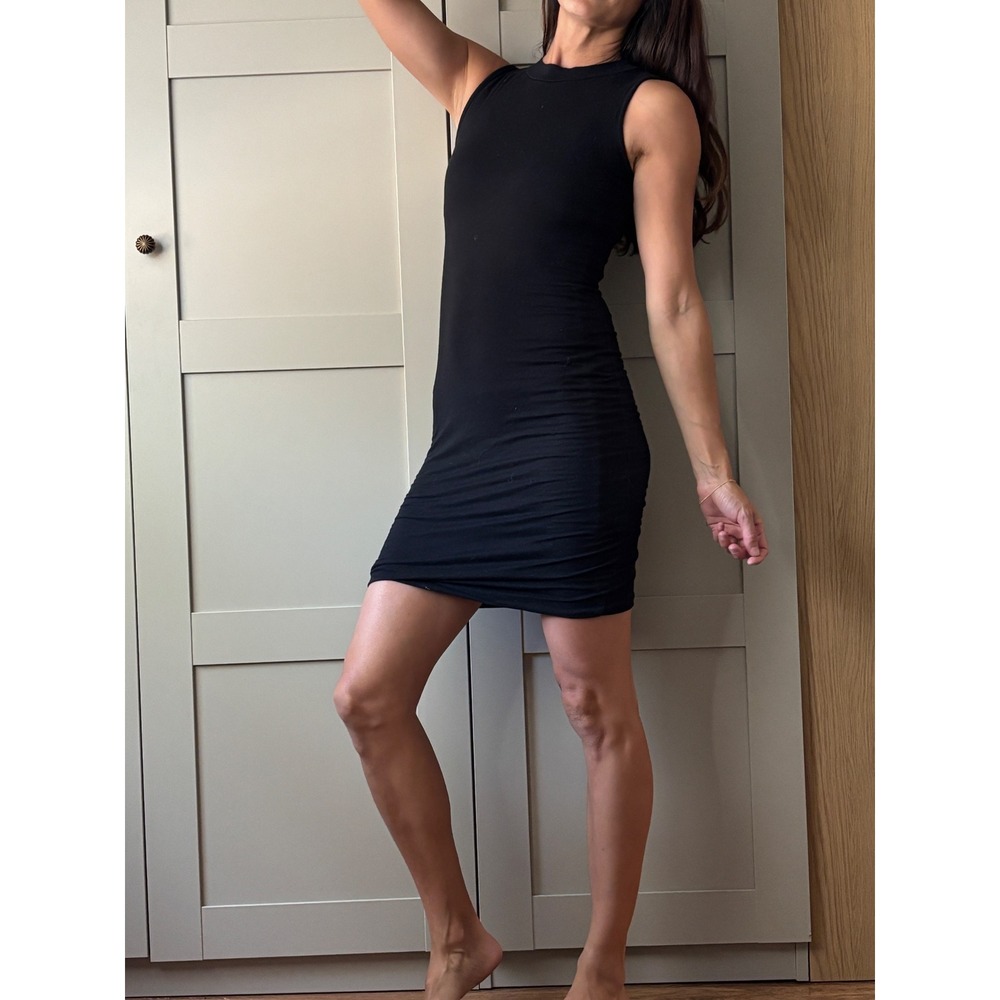 Soprano Womens Black Mock Neck Sleeveless Bodycon Mini Dress XS